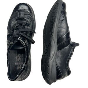 Mephisto Athletic Shoes Black Leather & Patent Lace Up , Women's 7.5